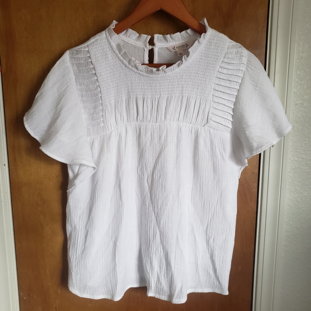 Nanette Lepore Ruffle Sleeve white shirt